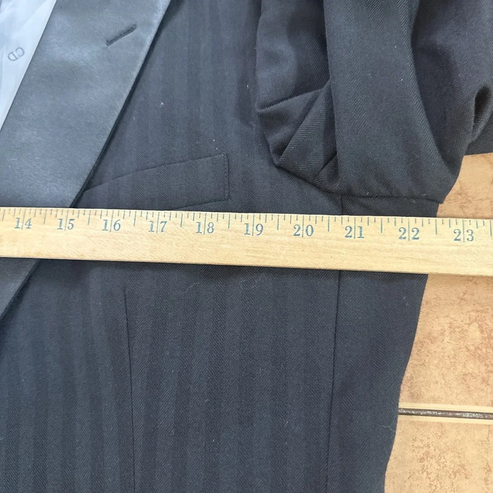 Vtg Christian Dior Monsieur Stripe Tuxedo Jacket 44R Slim Black Wool Satin Lapel